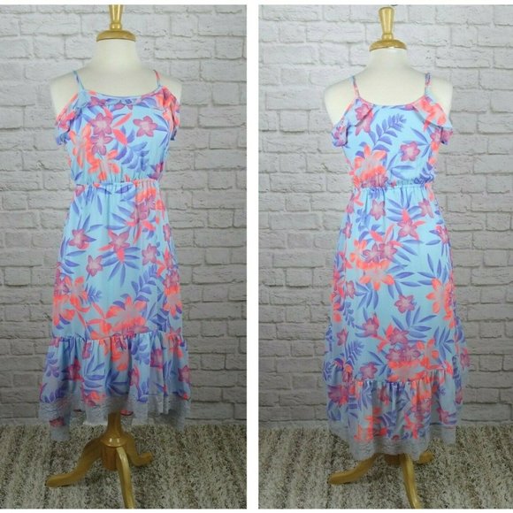 💰3/$25 Children's Place Girl's Dress Hi-Lo High Low Maxi Floral Lace XL 14